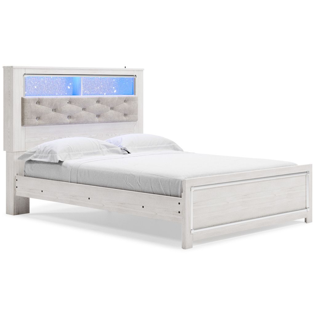 Altyra White Queen Upholstered Panel Bookcase Headboard Only B264065