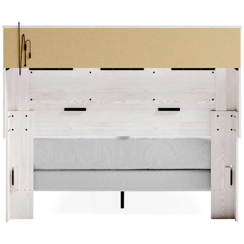 Altyra White Queen Upholstered Panel Bookcase Headboard Only B264065