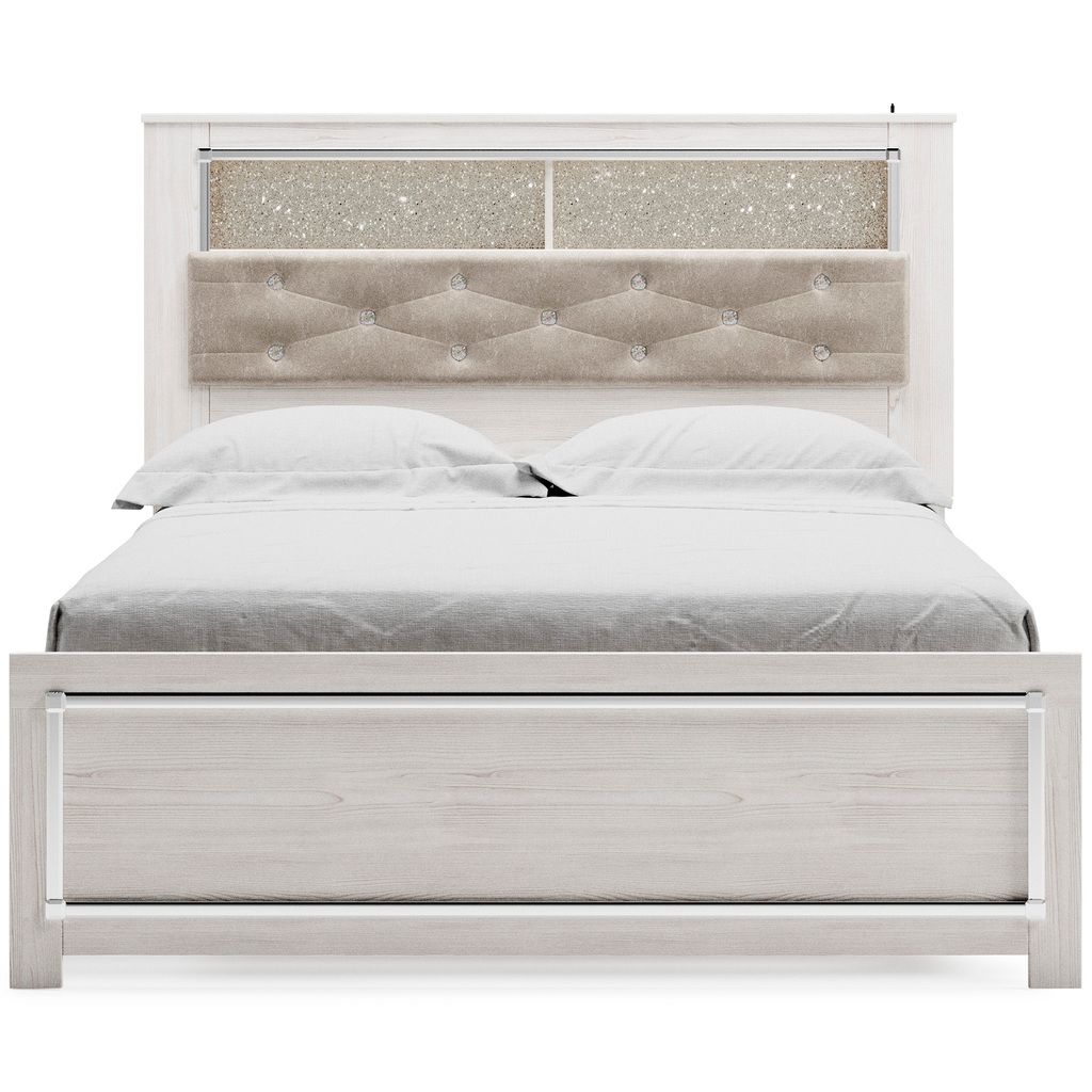 Altyra White Queen Upholstered Panel Bookcase Headboard Only B264065