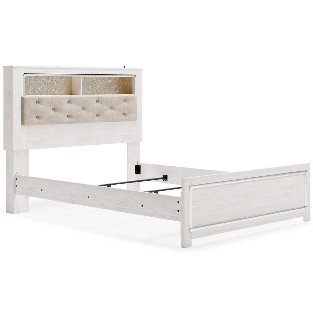 Altyra White Queen Upholstered Panel Bookcase Headboard Only B264065