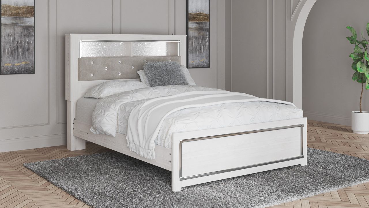 Altyra White Queen Upholstered Panel Bookcase Headboard Only B264065