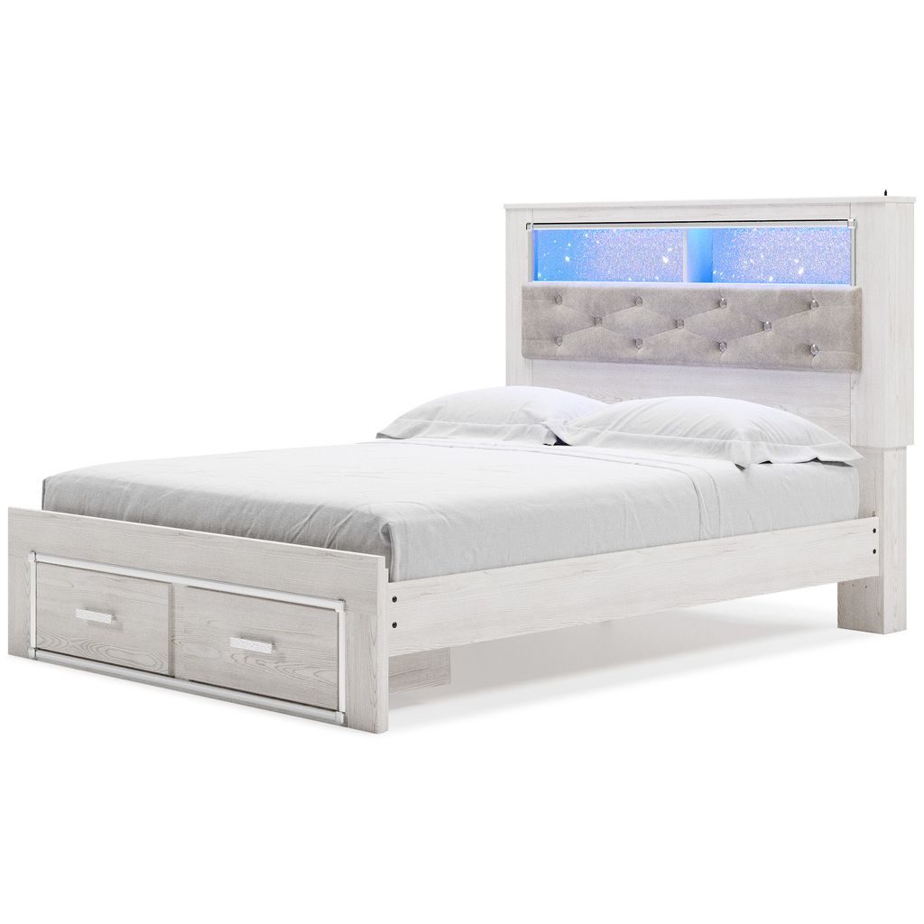 Altyra White Queen Upholstered Panel Bookcase Headboard Only B264065