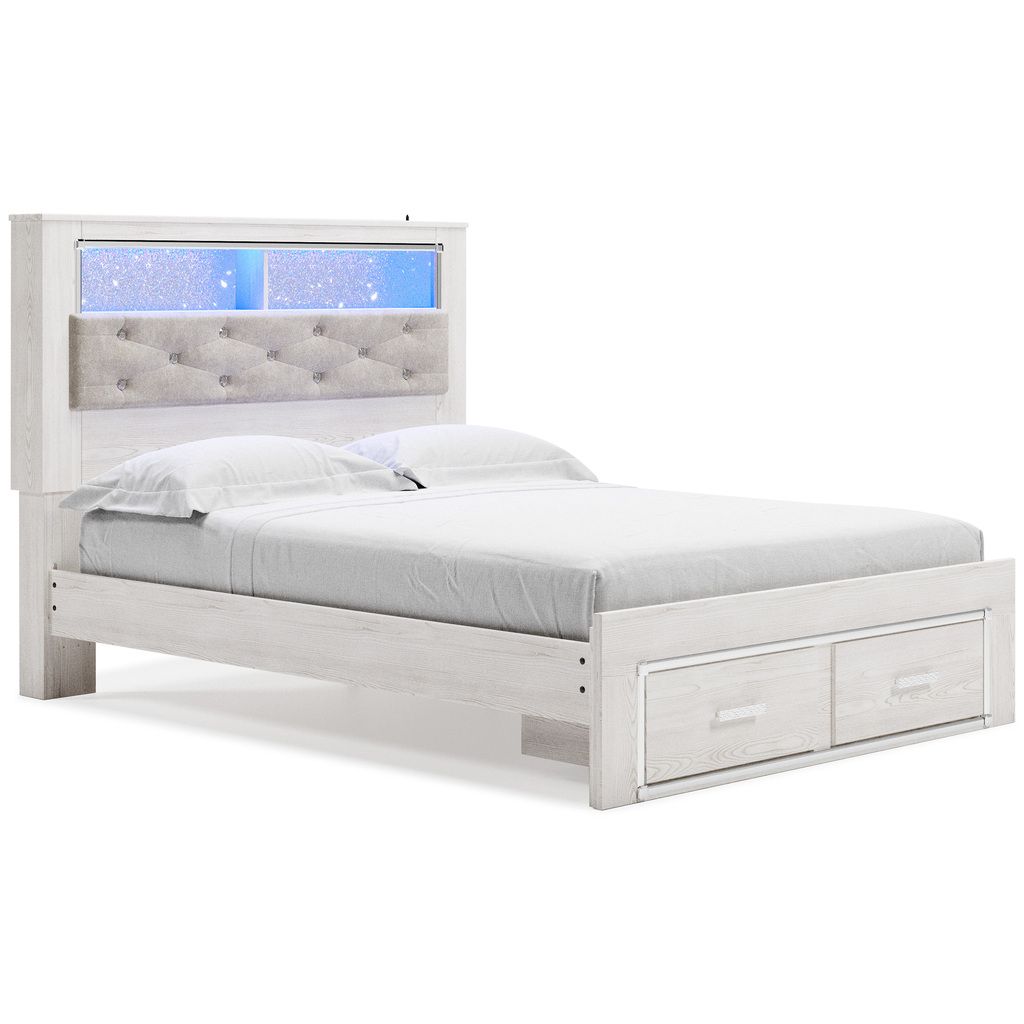 Altyra White Queen Upholstered Panel Bookcase Headboard Only B264065