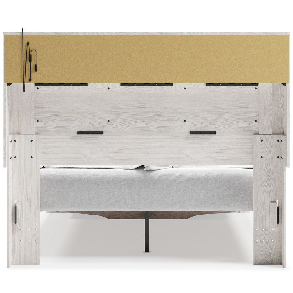 Altyra White Queen Upholstered Panel Bookcase Headboard Only B264065