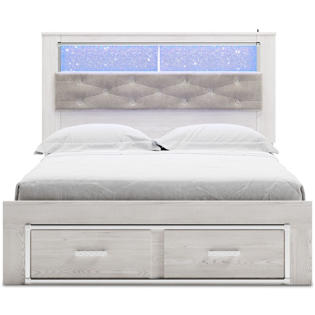 Altyra White Queen Upholstered Panel Bookcase Headboard Only B264065