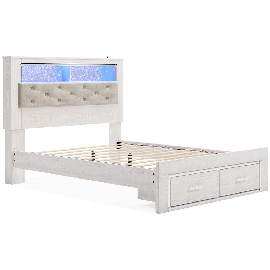 Altyra White Queen Upholstered Panel Bookcase Headboard Only B264065