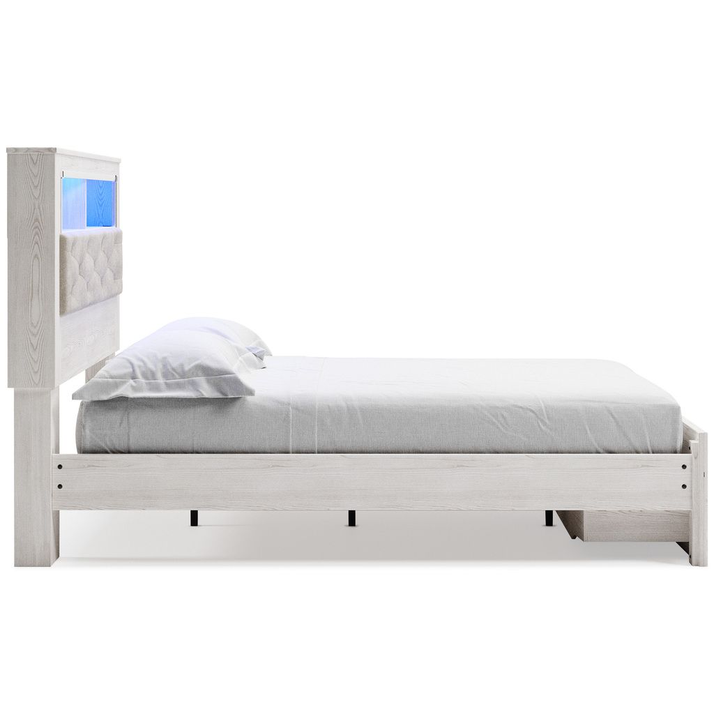 Altyra White Queen Upholstered Panel Bookcase Headboard Only B264065