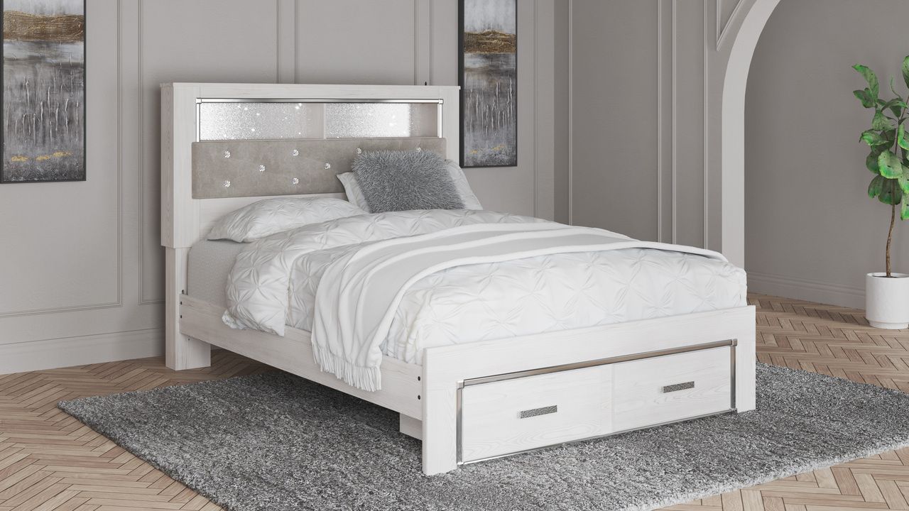 Altyra White Queen Upholstered Panel Bookcase Headboard Only B264065