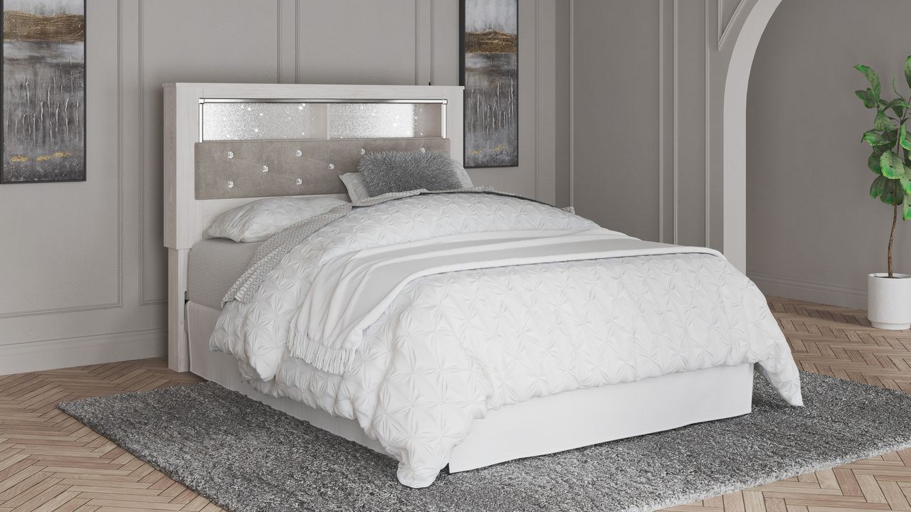 Altyra White Queen Upholstered Panel Bookcase Headboard Only B264065