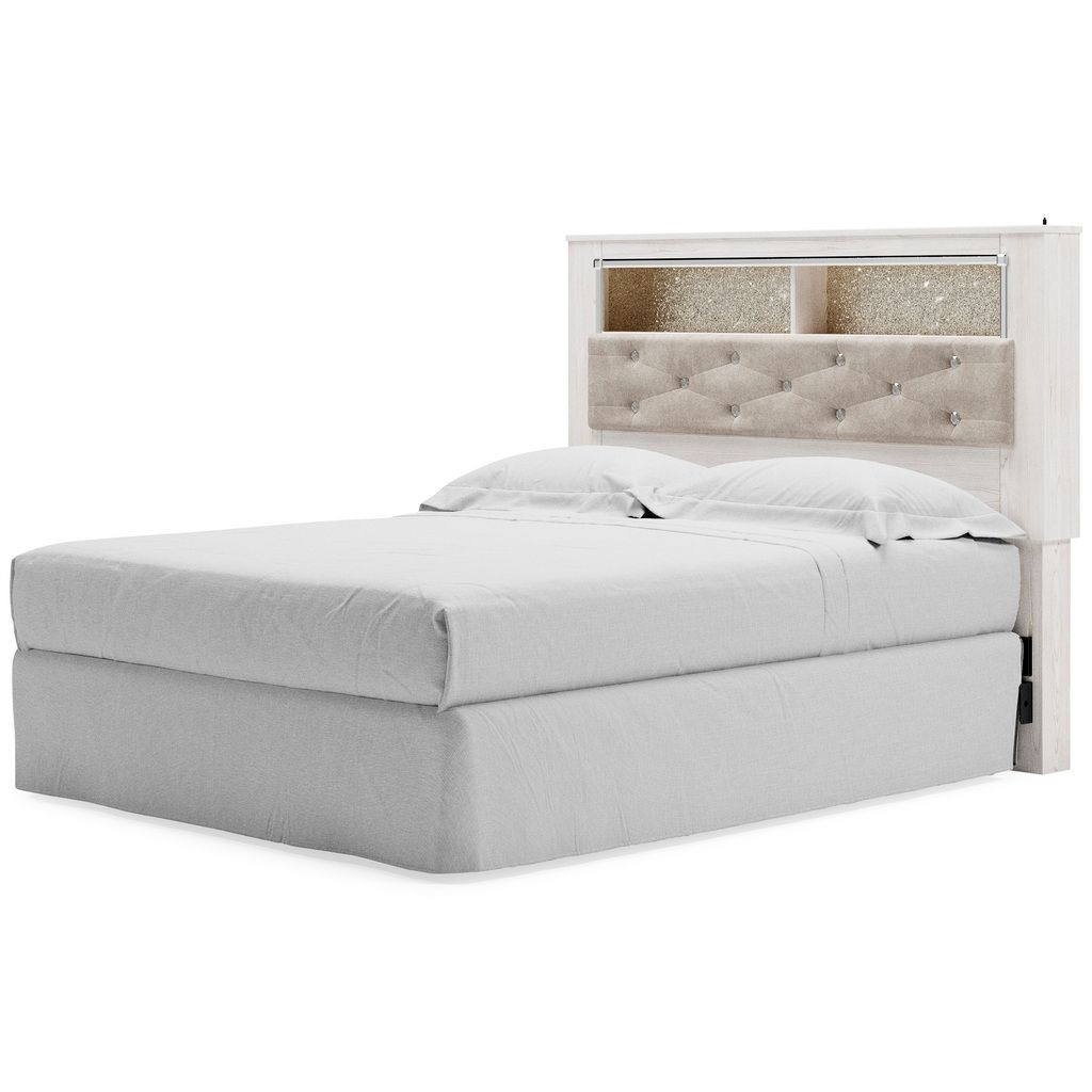 Altyra White Queen Upholstered Panel Bookcase Headboard Only B264065