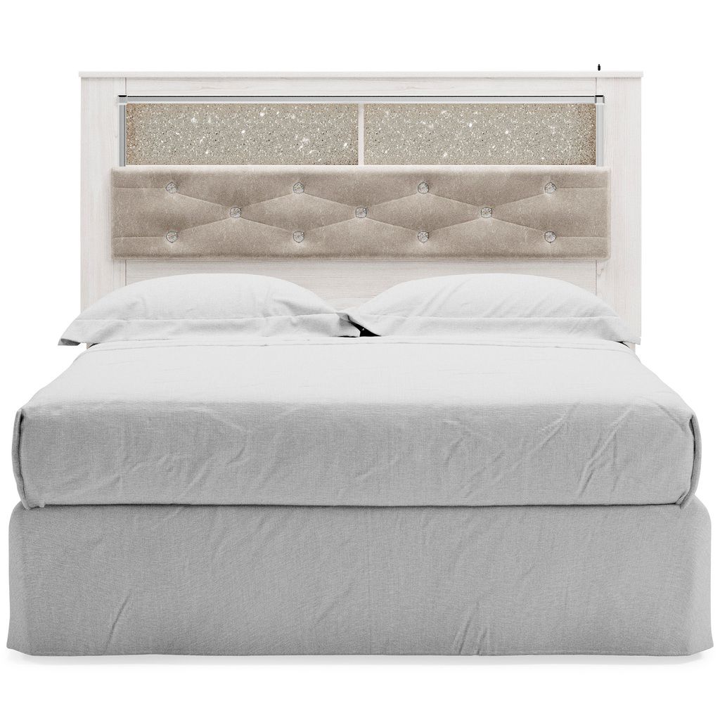 Altyra White Queen Upholstered Panel Bookcase Headboard Only B264065