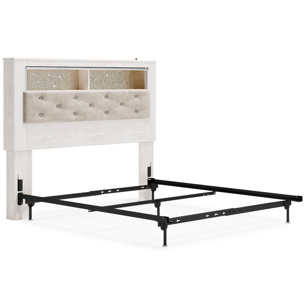 Altyra White Queen Upholstered Panel Bookcase Headboard Only B264065