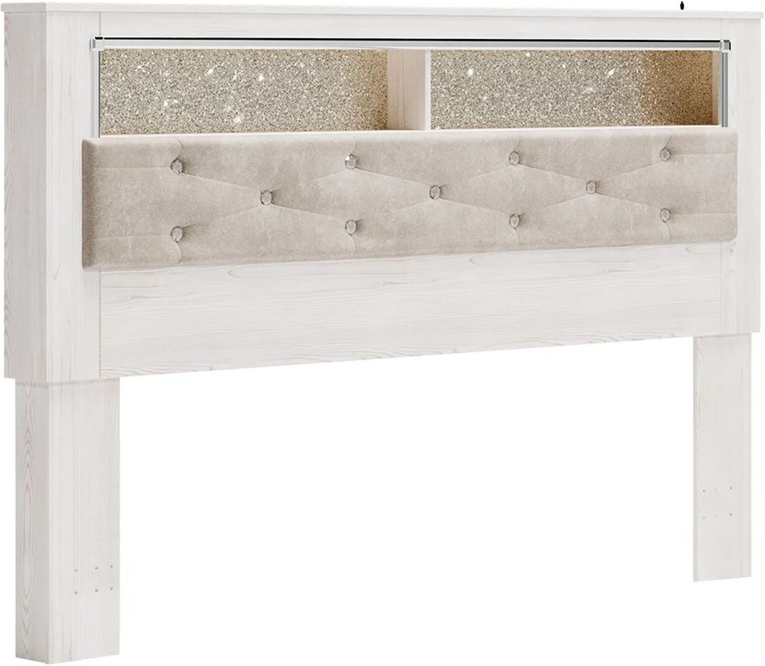 Altyra White King Upholstered Panel Bookcase Headboard Only B264069