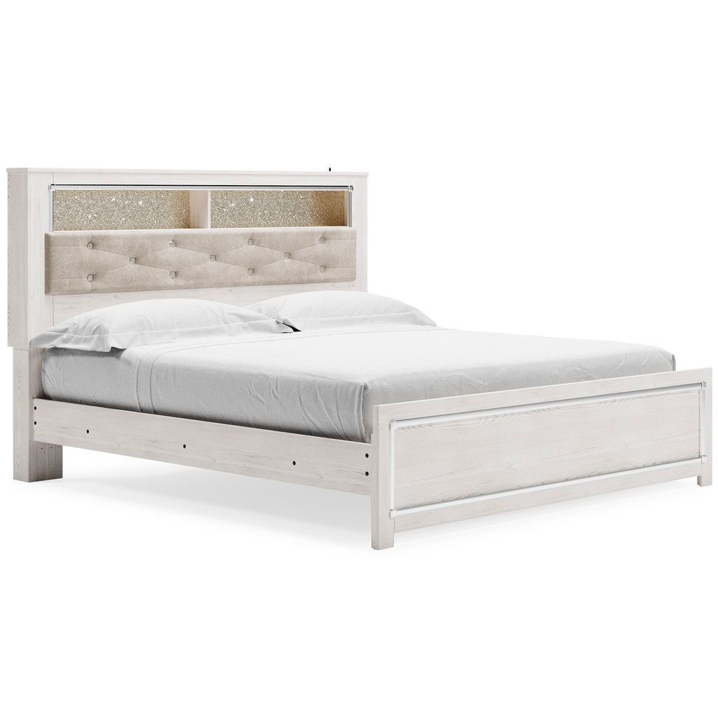 Altyra White King Upholstered Panel Bookcase Headboard Only B264069