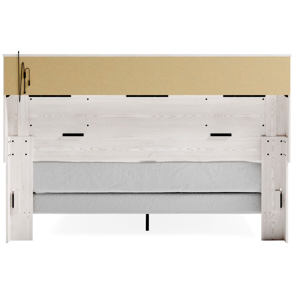 Altyra White King Upholstered Panel Bookcase Headboard Only B264069