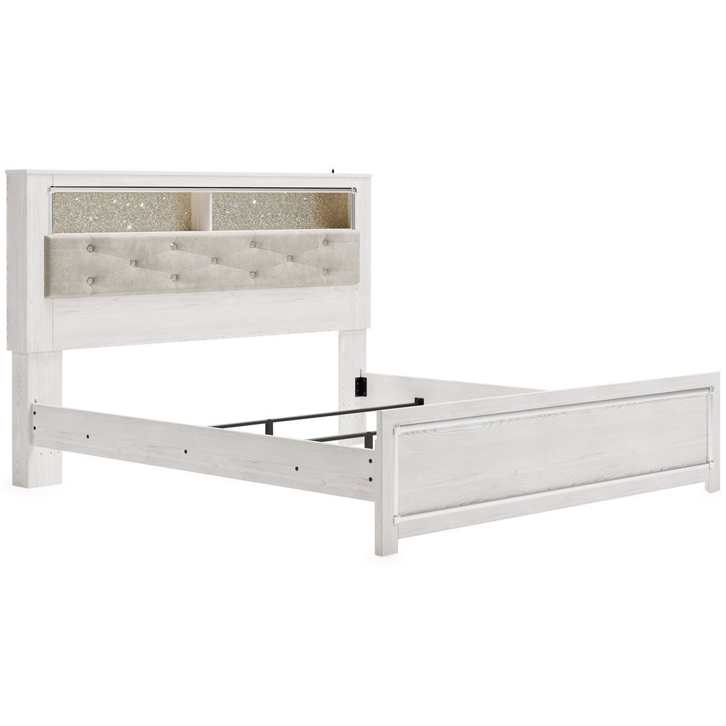 Altyra White King Upholstered Panel Bookcase Headboard Only B264069