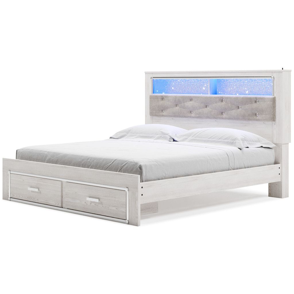 Altyra White King Upholstered Panel Bookcase Headboard Only B264069