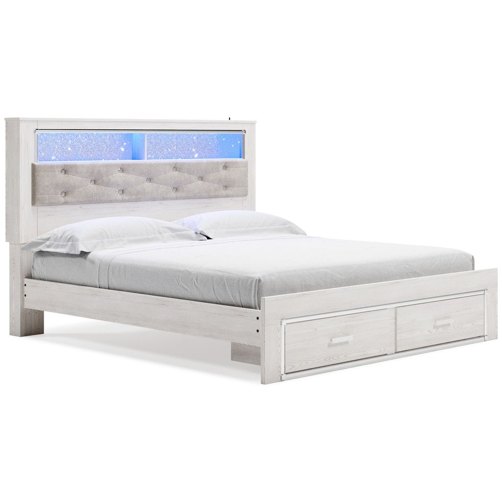 Altyra White King Upholstered Panel Bookcase Headboard Only B264069