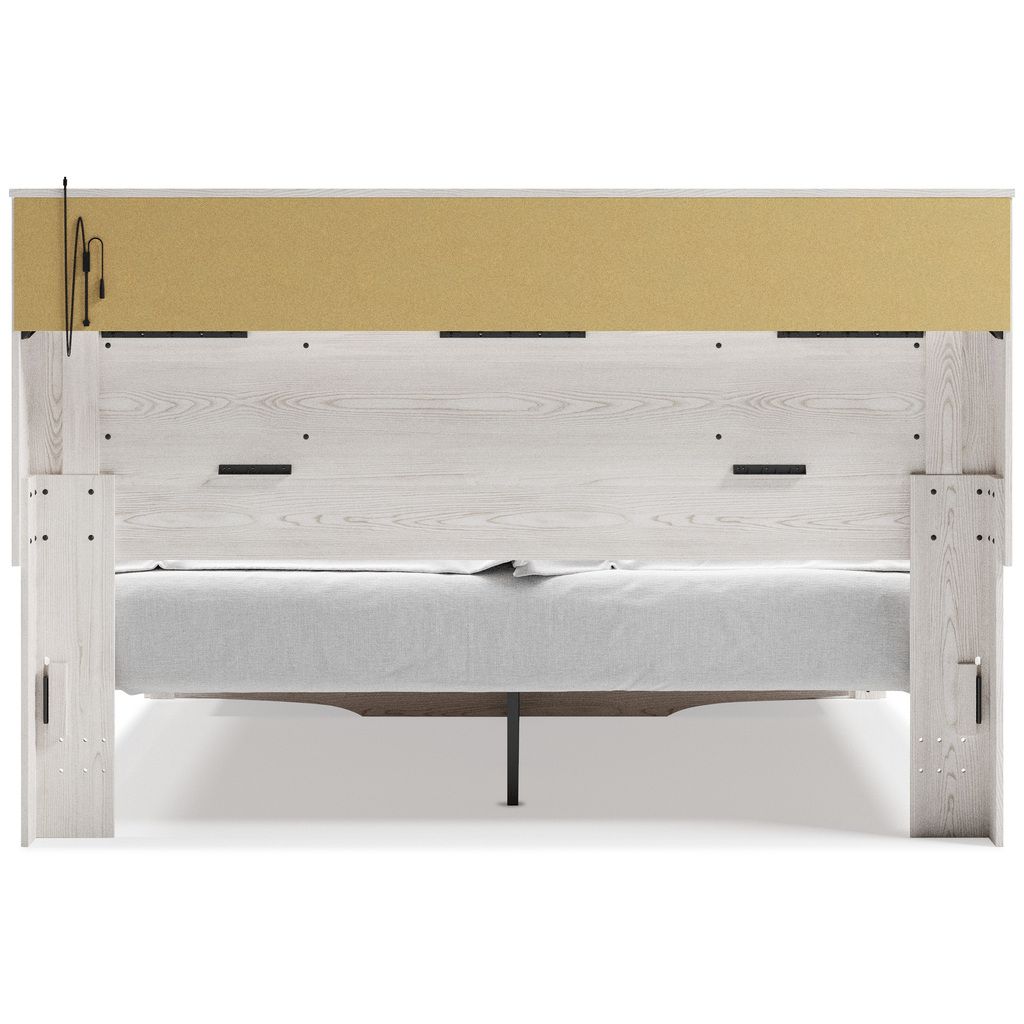 Altyra White King Upholstered Panel Bookcase Headboard Only B264069