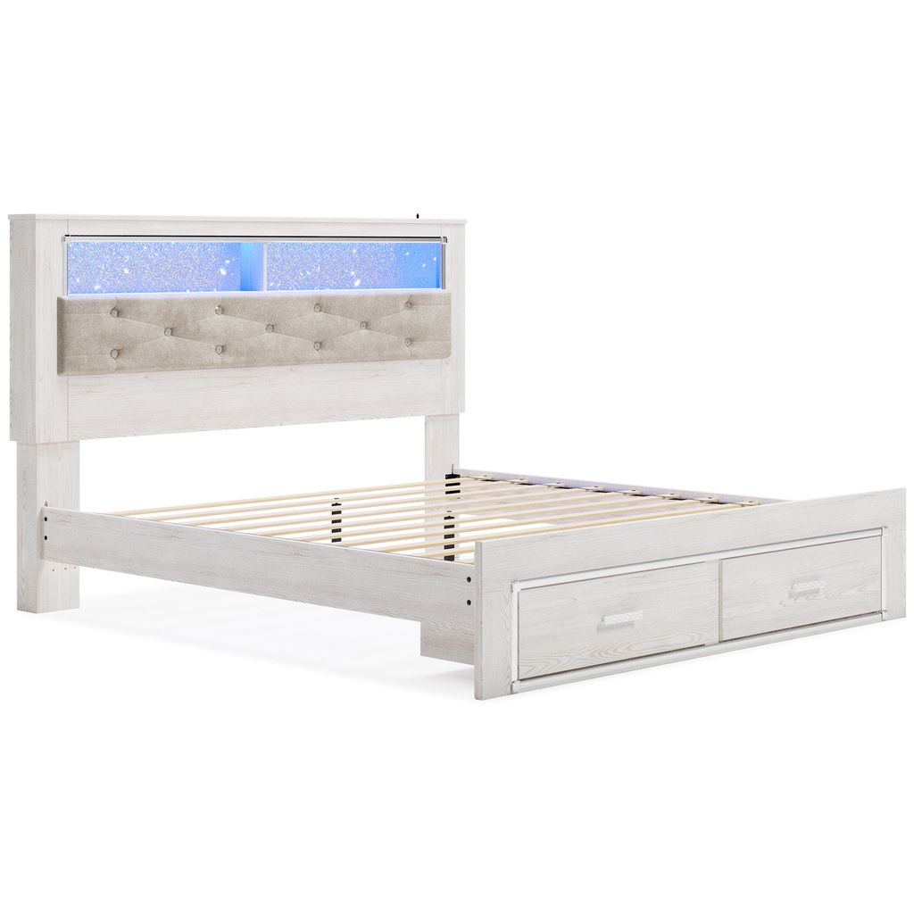 Altyra White King Upholstered Panel Bookcase Headboard Only B264069