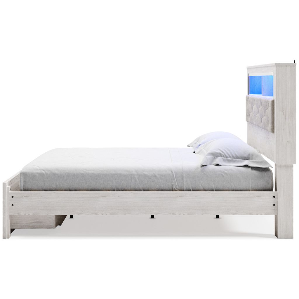 Altyra White King Upholstered Panel Bookcase Headboard Only B264069