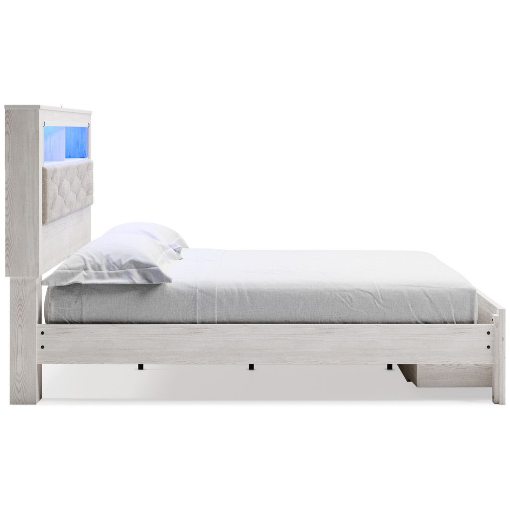 Altyra White King Upholstered Panel Bookcase Headboard Only B264069
