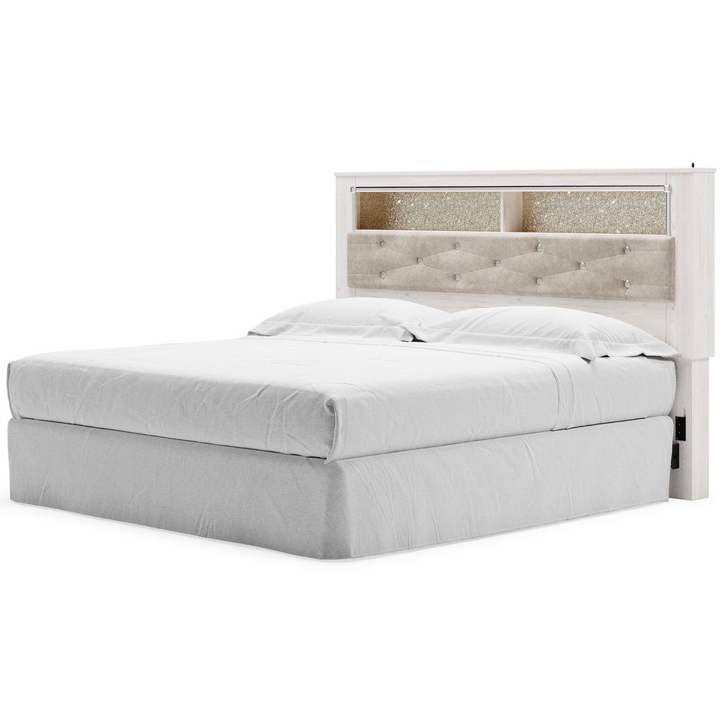 Altyra White King Upholstered Panel Bookcase Headboard Only B264069