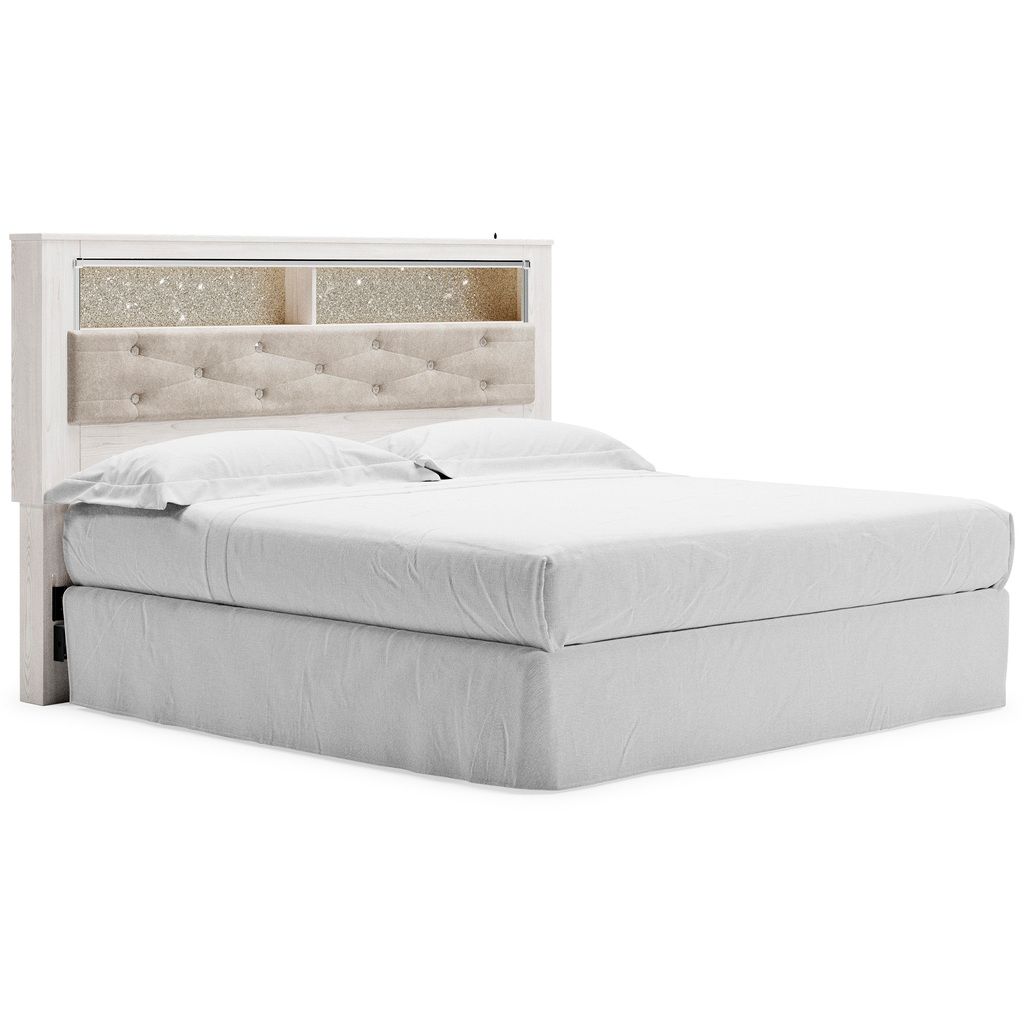 Altyra White King Upholstered Panel Bookcase Headboard Only B264069