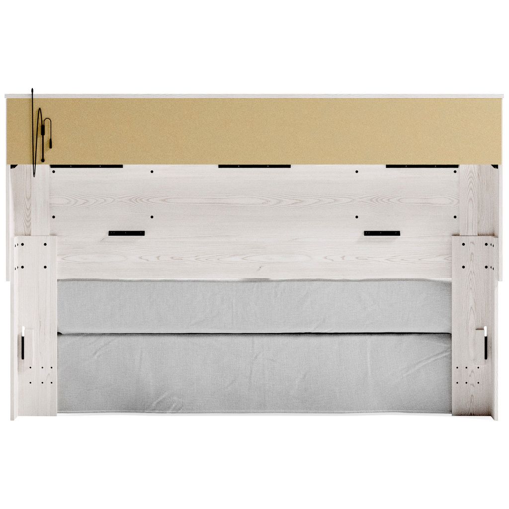Altyra White King Upholstered Panel Bookcase Headboard Only B264069