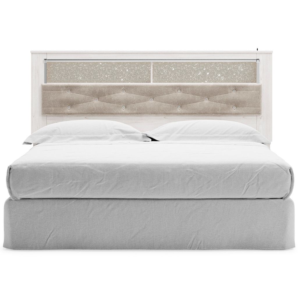 Altyra White King Upholstered Panel Bookcase Headboard Only B264069