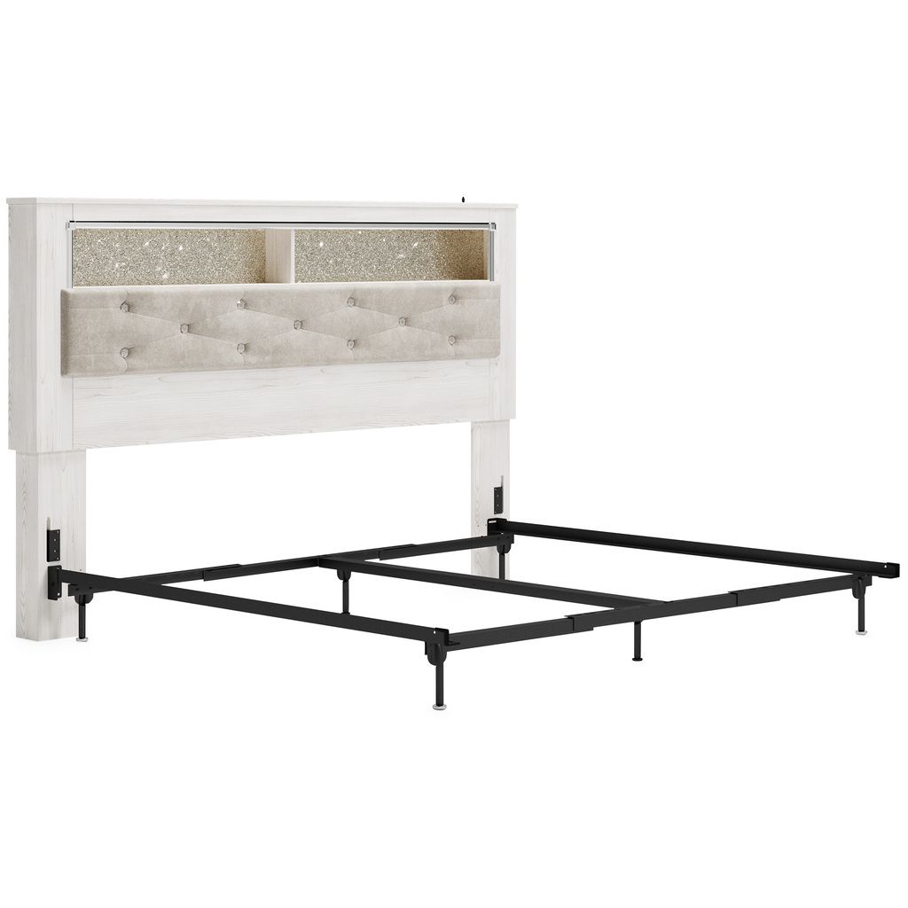 Altyra White King Upholstered Panel Bookcase Headboard Only B264069