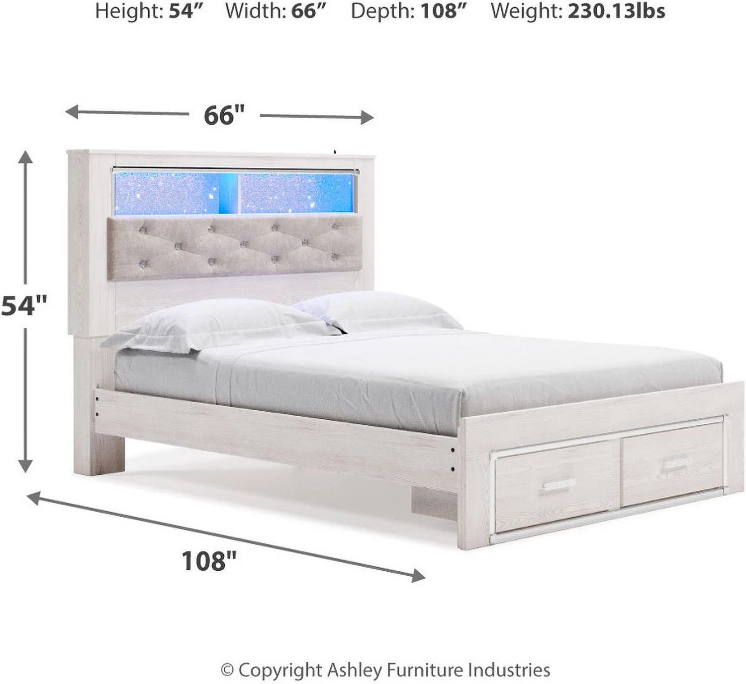 Altyra White Queen Panel Bookcase Storage Bed B2640B19