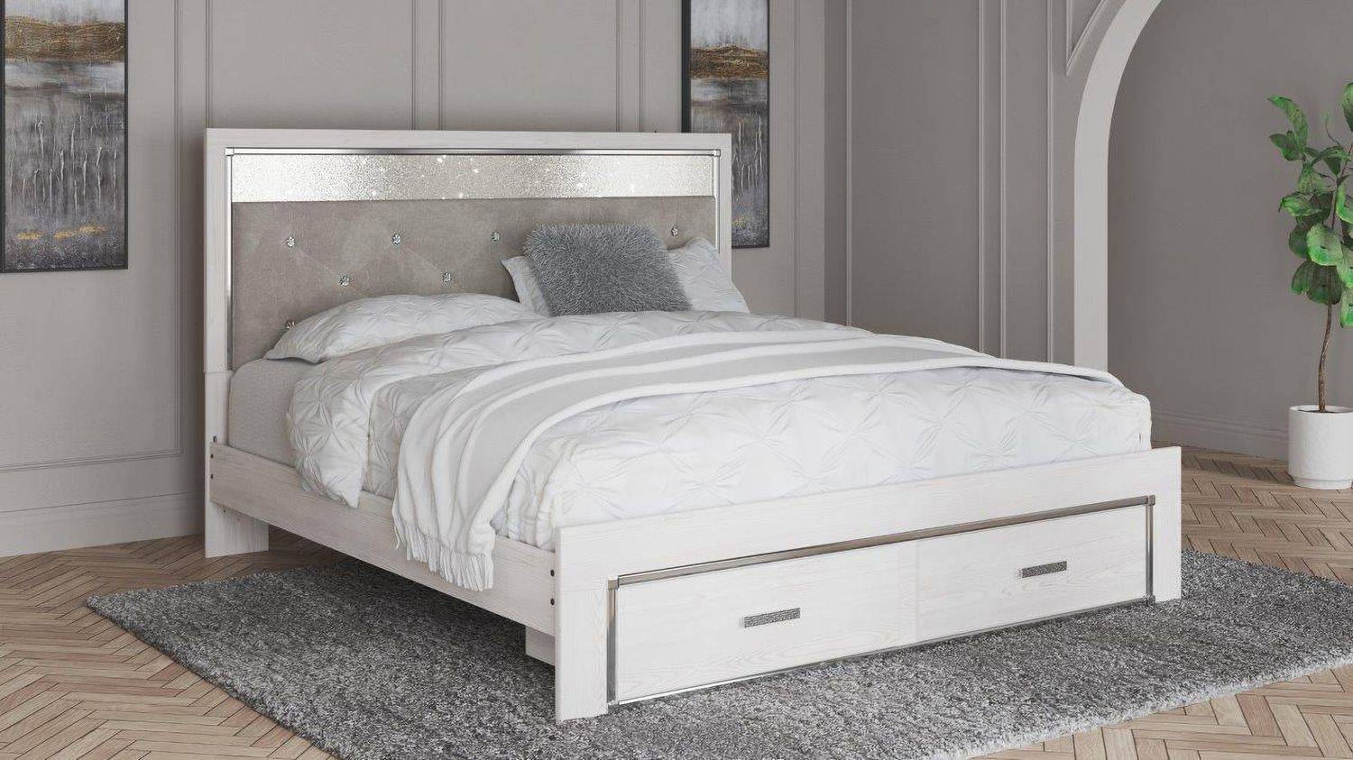 Altyra White King Storage Panel Bed B2640B29