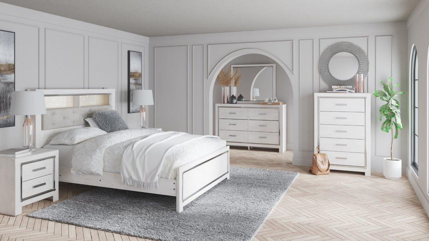 Altyra White Queen Panel Bookcase Bed B2640B4