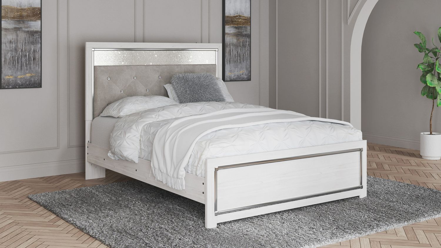 Altyra White Queen Panel Bookcase Bed B2640B4