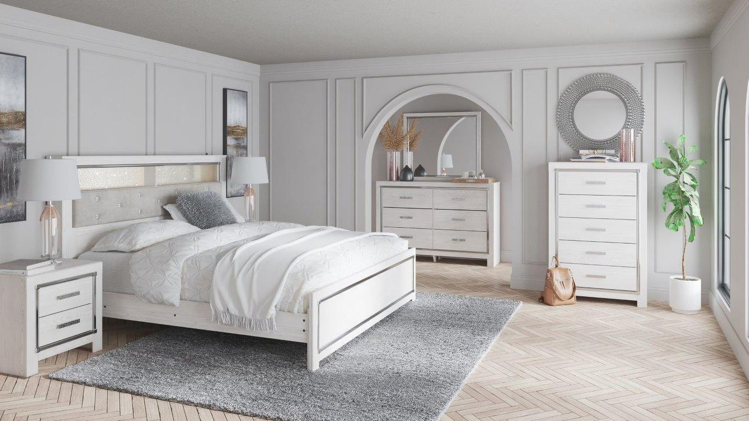 Altyra White King Panel Bookcase Bed B2640B5