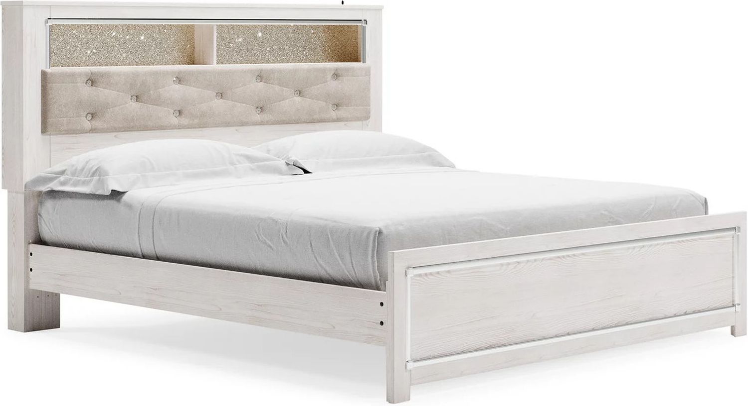 Altyra King Panel Bookcase Bed In White B2640B51