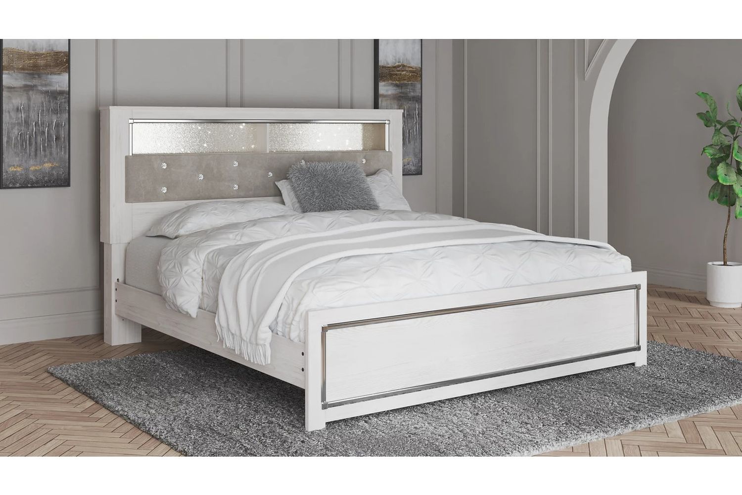 Altyra King Panel Bookcase Bed In White B2640B51