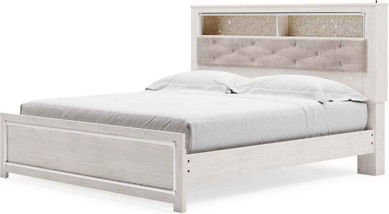 Altyra King Panel Bookcase Bed In White B2640B51