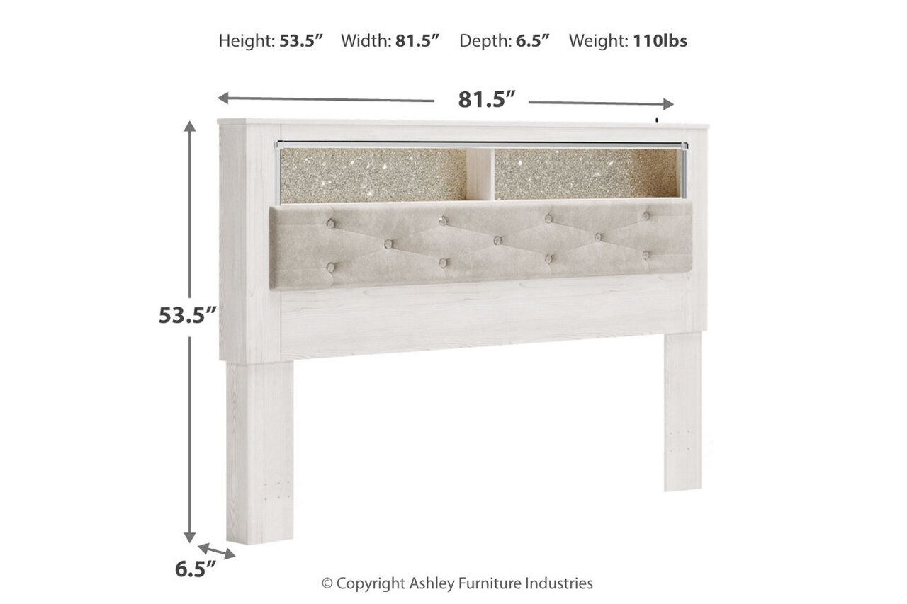 Altyra King Panel Bookcase Bed In White B2640B51
