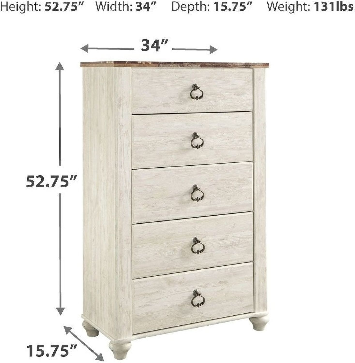 Willowton Two-tone 5 Drawer Chest B26746