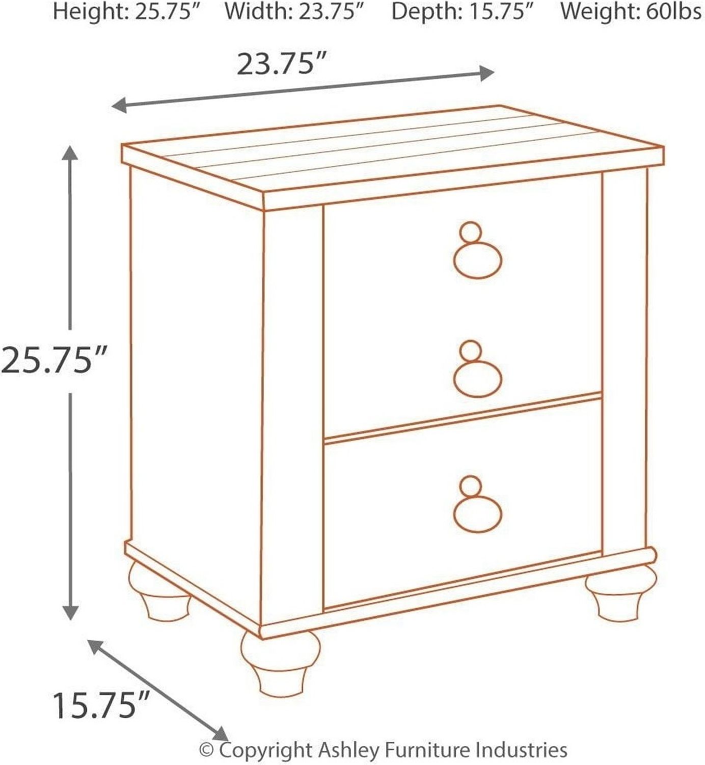 Willowton 2 Drawer Nightstand B26792
