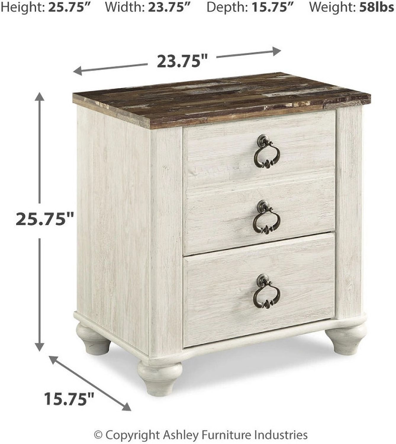 Willowton 2 Drawer Nightstand B26792