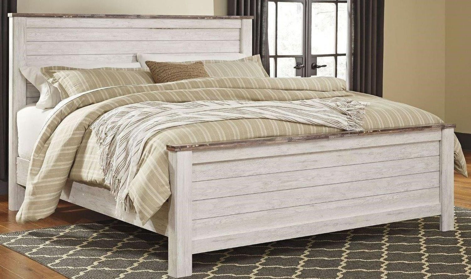 Willowton Whitewash King Panel Bed B267B10
