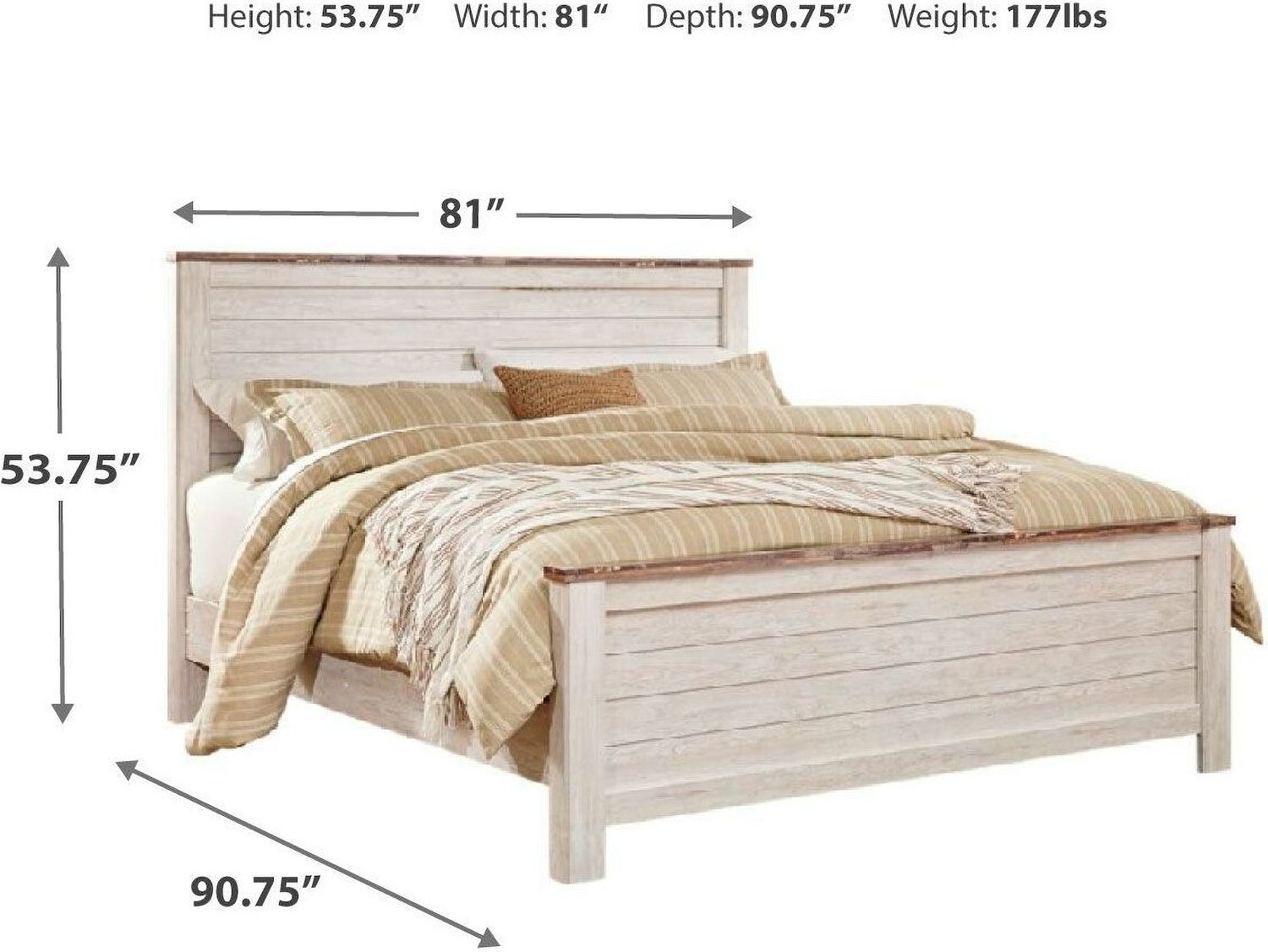 Willowton Whitewash King Panel Bed B267B10