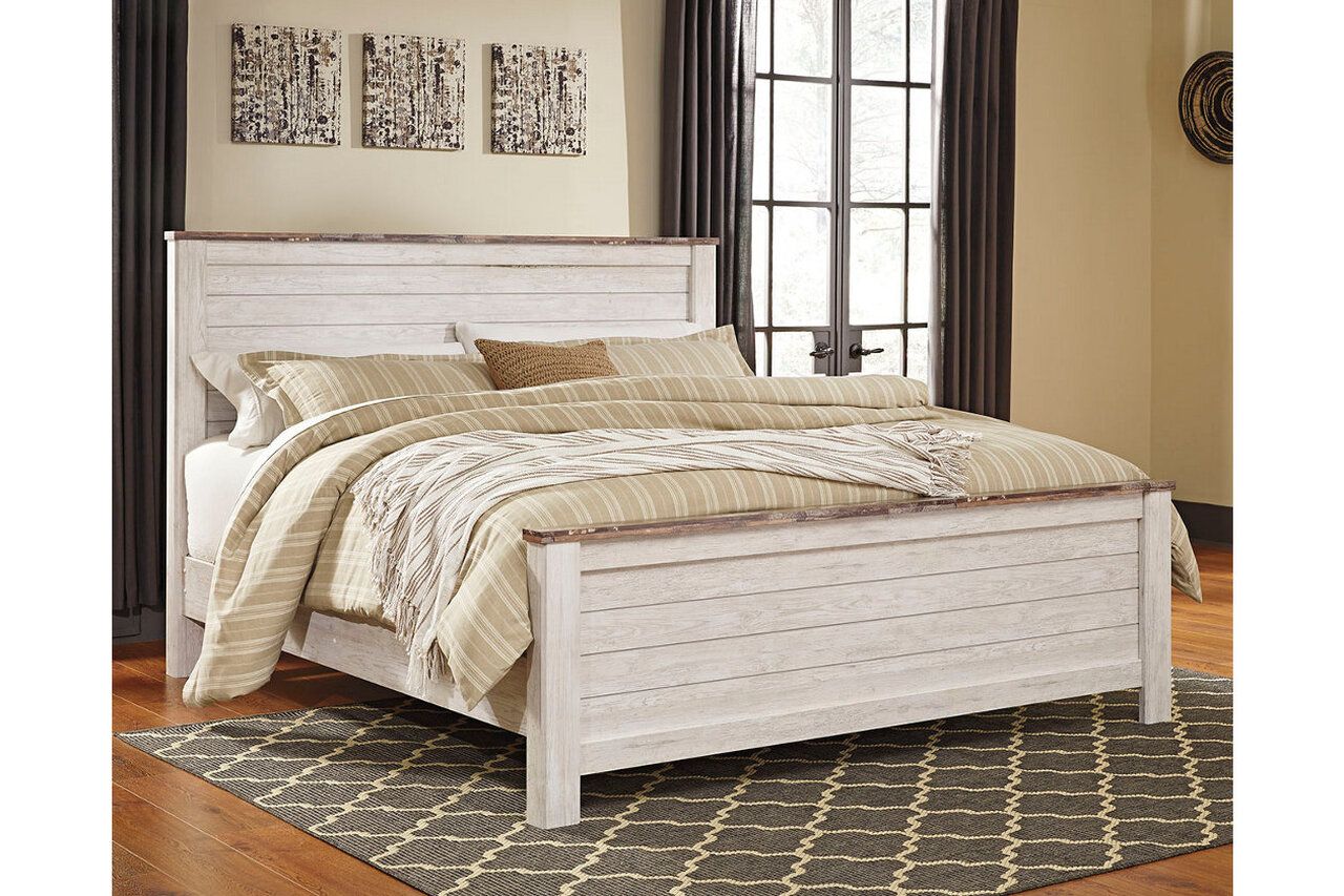 Willowton Whitewash King Panel Bed B267B10