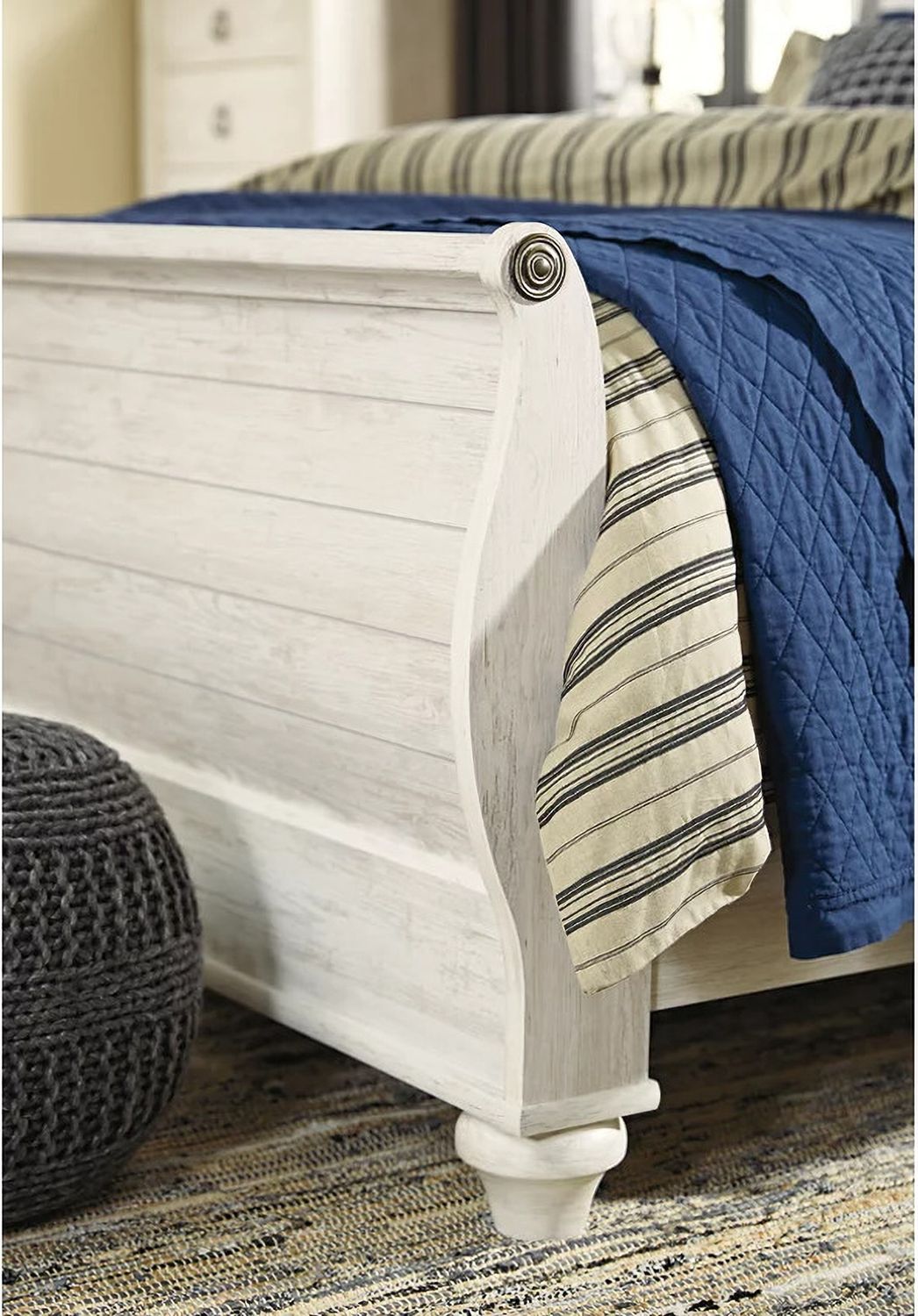 Willowton King Sleigh Bed In Washed White B267B11