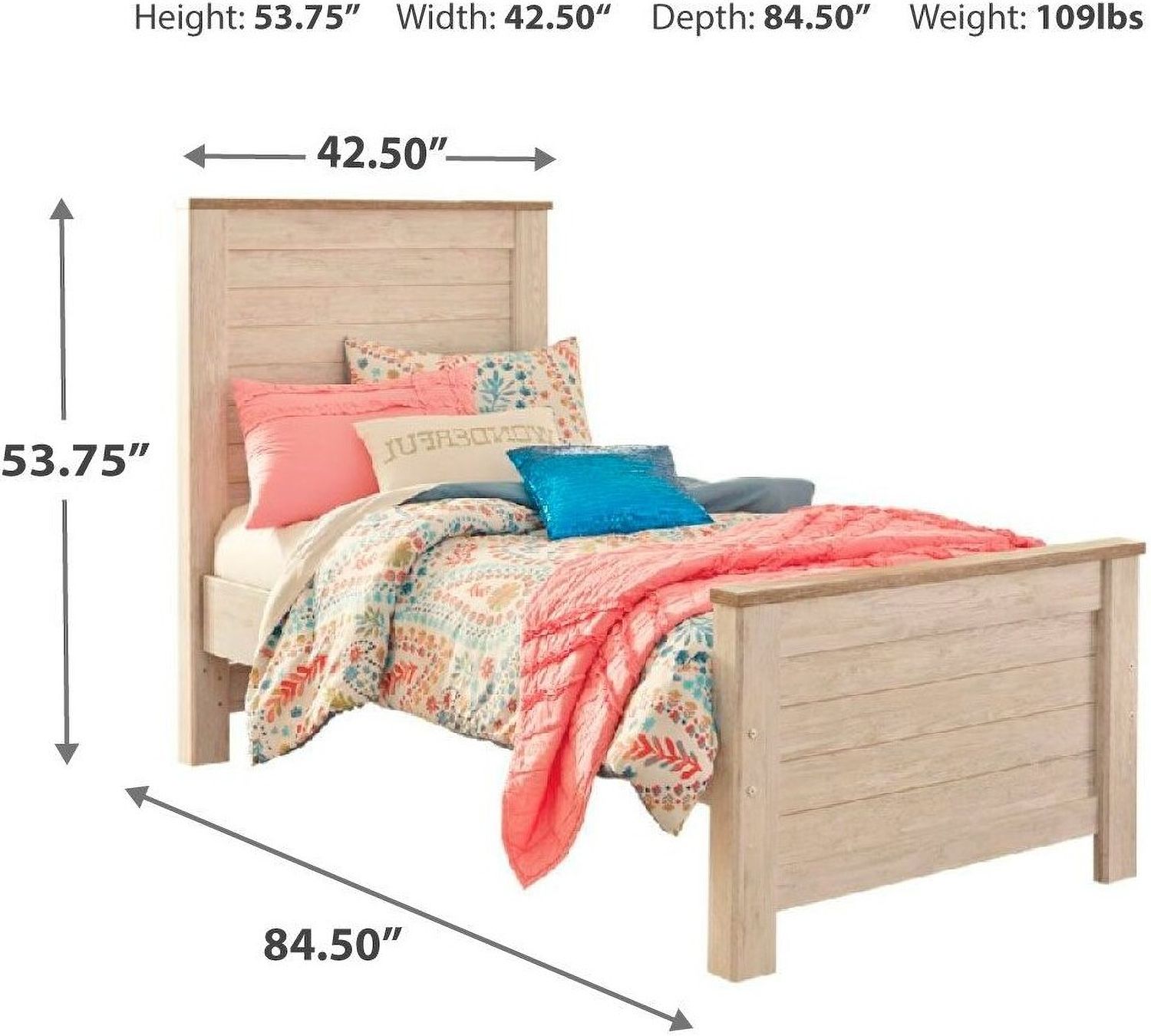 Willowton Whitewash Twin Panel Bed B267B15
