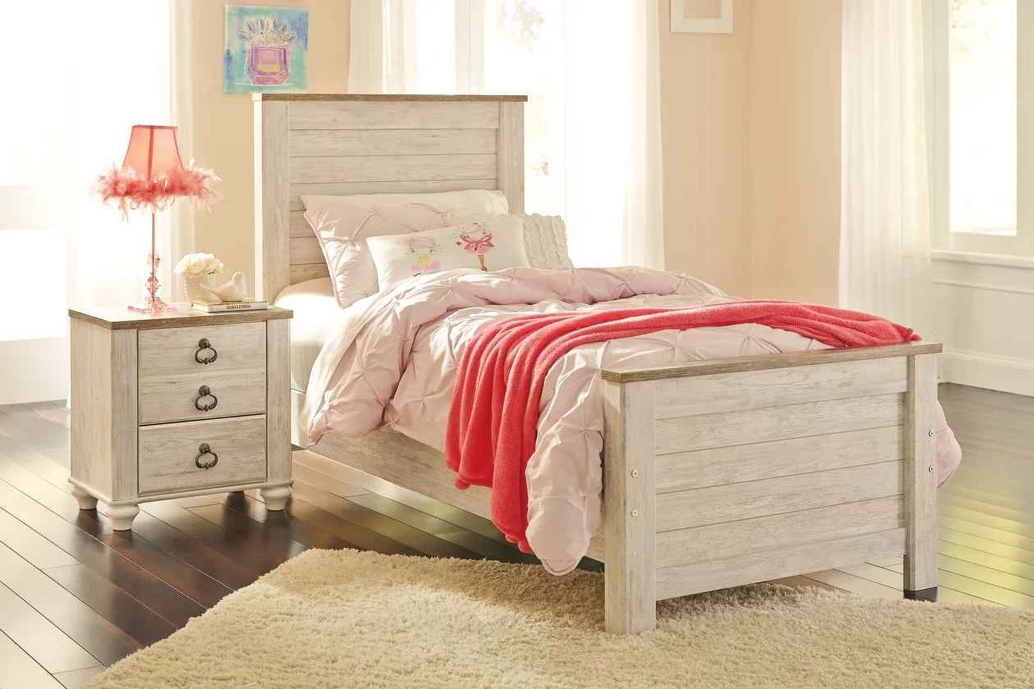 Willowton Whitewash Twin Panel Bed B267B15