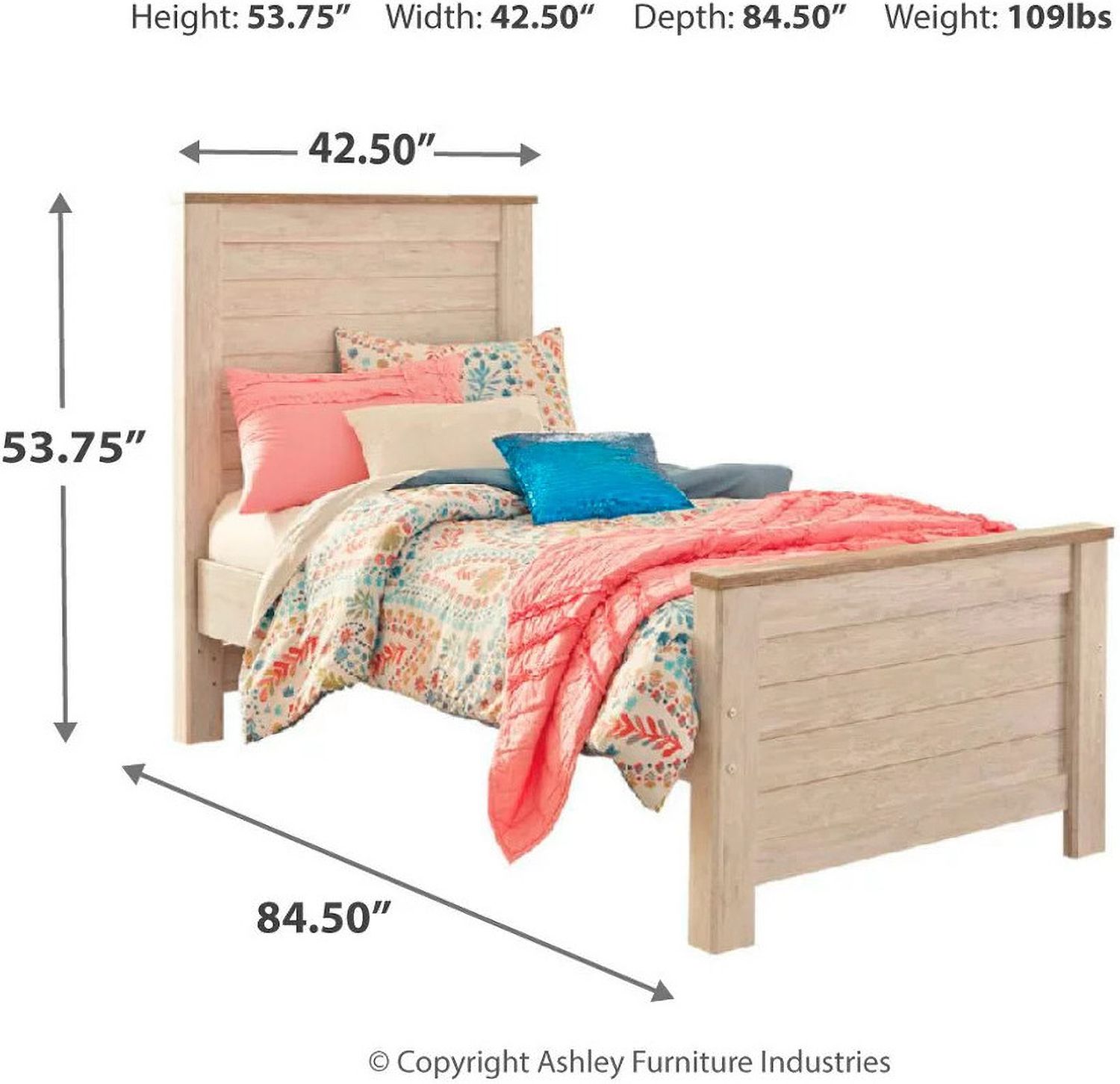 Willowton Whitewash Twin Panel Bed B267B15
